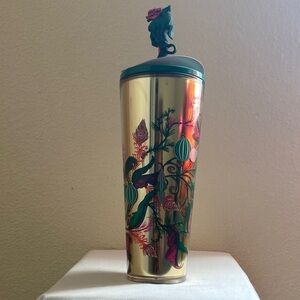 Starbucks Gold Tumbler with Floral Design limited edition